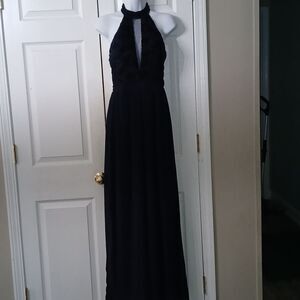 Sequin Hearts navy wide leg jumpsuit romper cocktail party wedding Sz 7 NWOT